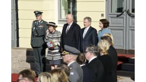 Tasavallan presidentti Sauli Niinistö ja rouva Jenni Haukio ottivat Norjan kuninkaan Haraldin ja kuningatar Sonjan presidentinlinnassa.