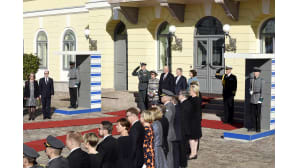 Tasavallan presidentti Sauli Niinistö ja rouva Jenni Haukio tapasivat Norjan kuningasparin presidentinlinnassa.