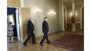 Tasavallan presidentti Sauli Niinistö ja rouva Jenni Haukio tapasivat Norjan kuningasparin presidentinlinnassa.