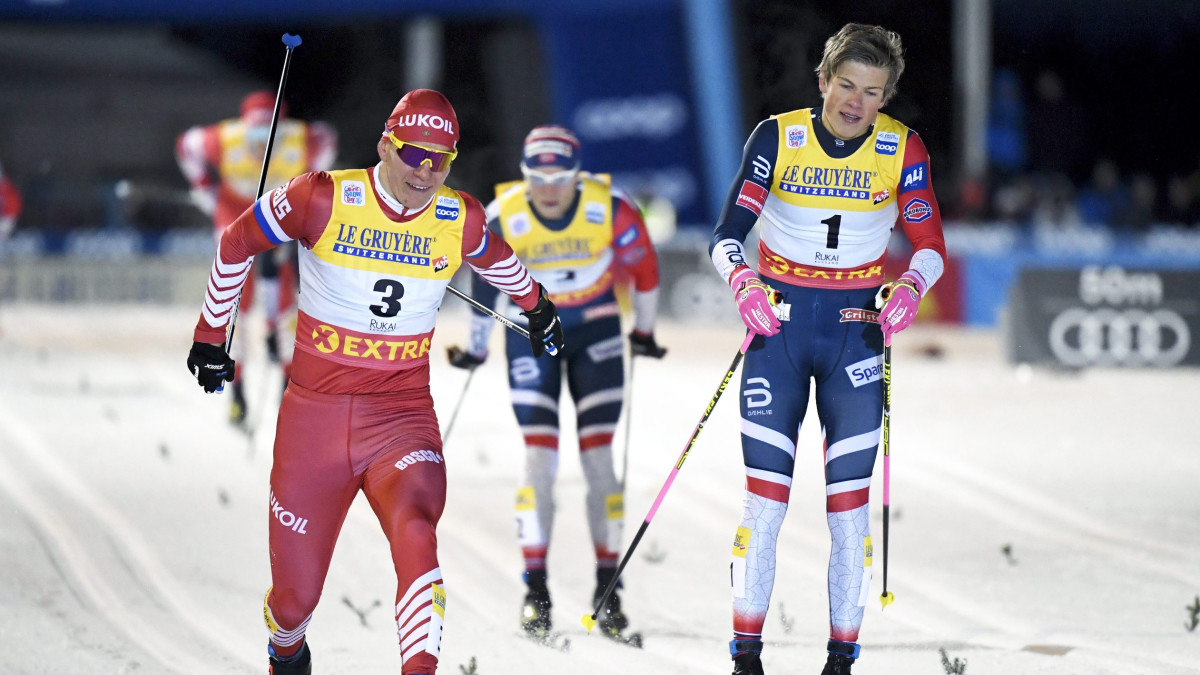 Bolshunov ohittaa Kläbon maaliviivalla