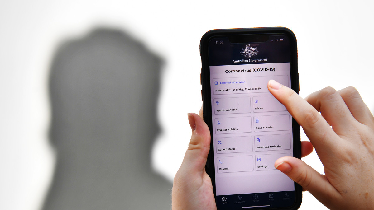 Kuvassa on Australian hallituksen koronavirustartuntojen jäljittämiseen tarkoitettu sovellus.
