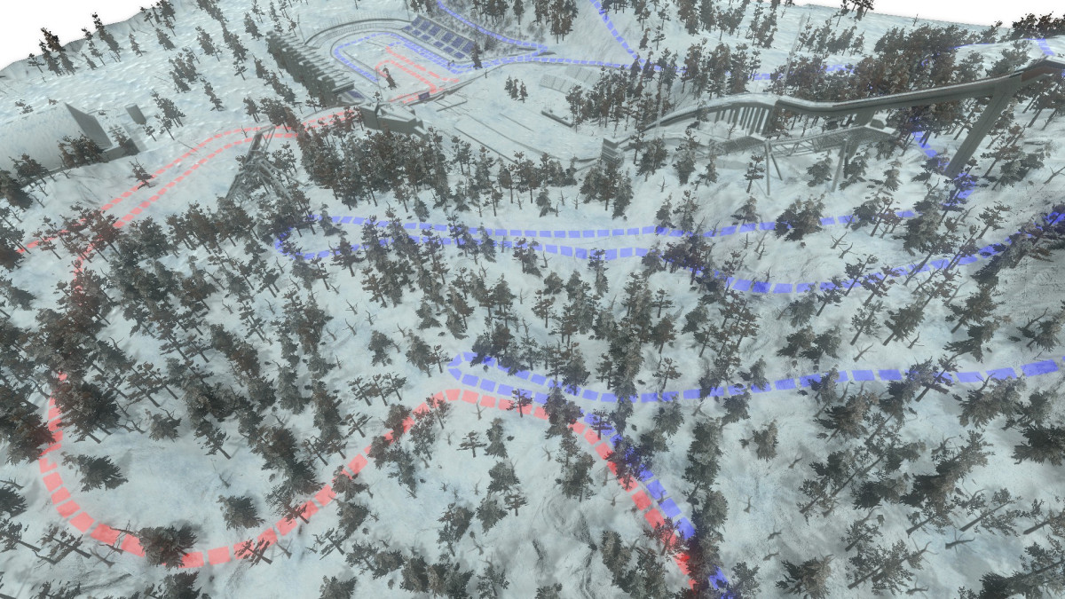 3d-kartta yhdistelmäkisan latupohjista