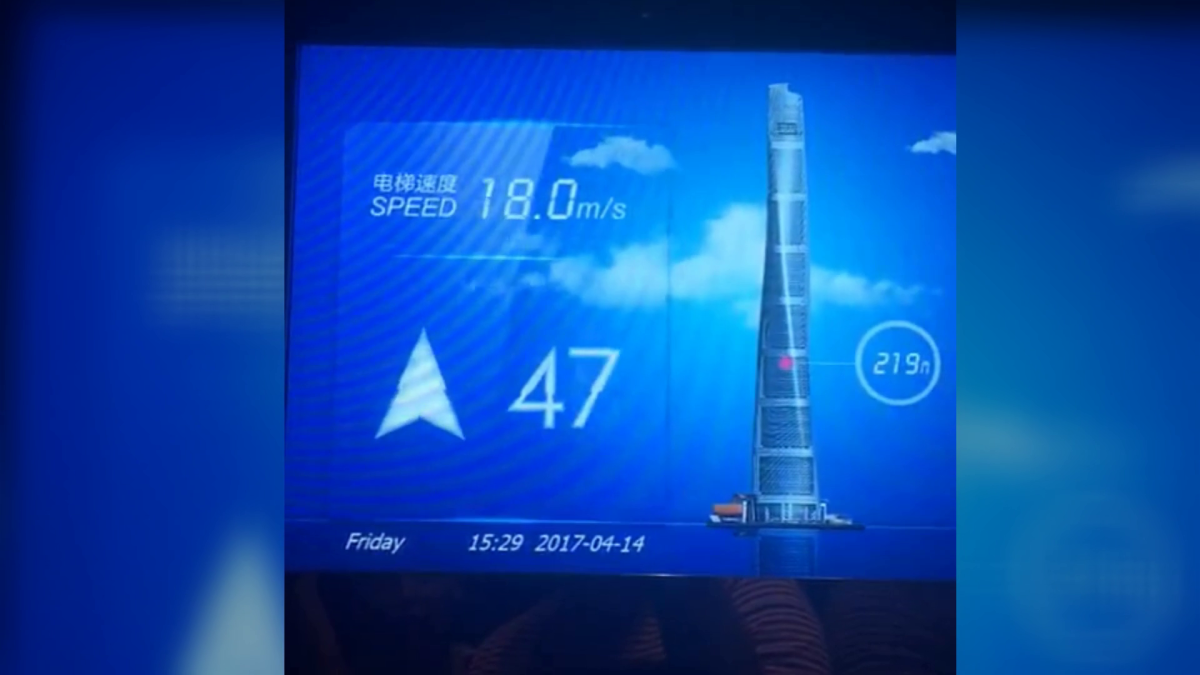 Pilvenpiirtäjä Shanghai Towerin hissin näyttötaulu