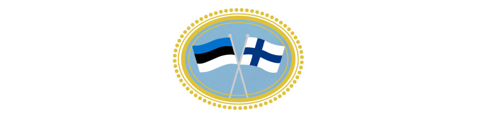 Viron ja Suomen liput kehyksissä.