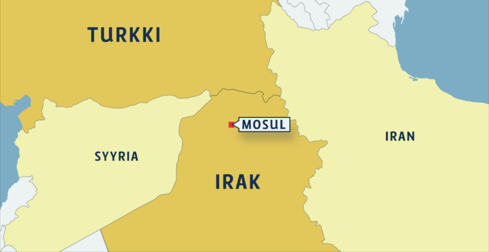 Kartta jossa turkki ja Irak