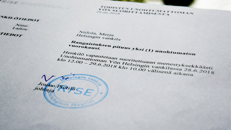 Todistus vankilasta vautumisesta.