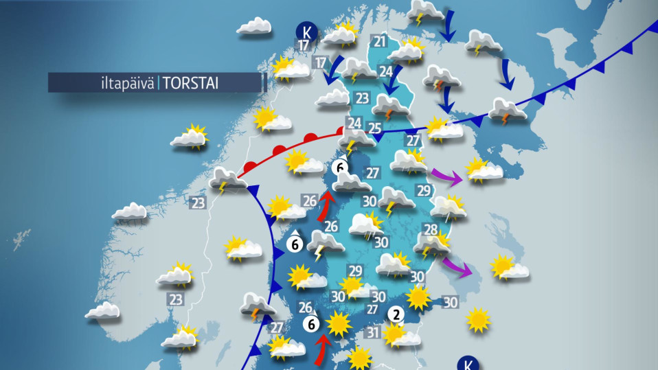 Torstain sääkartta.
