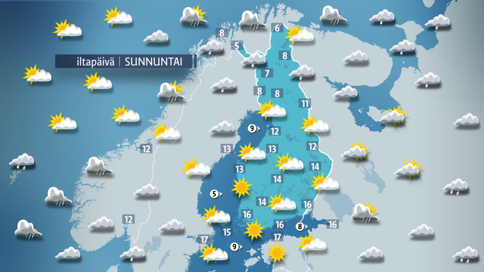 Sunnuntai-iltapäivän sää