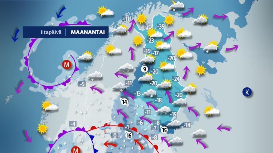 maanantain sääkartta