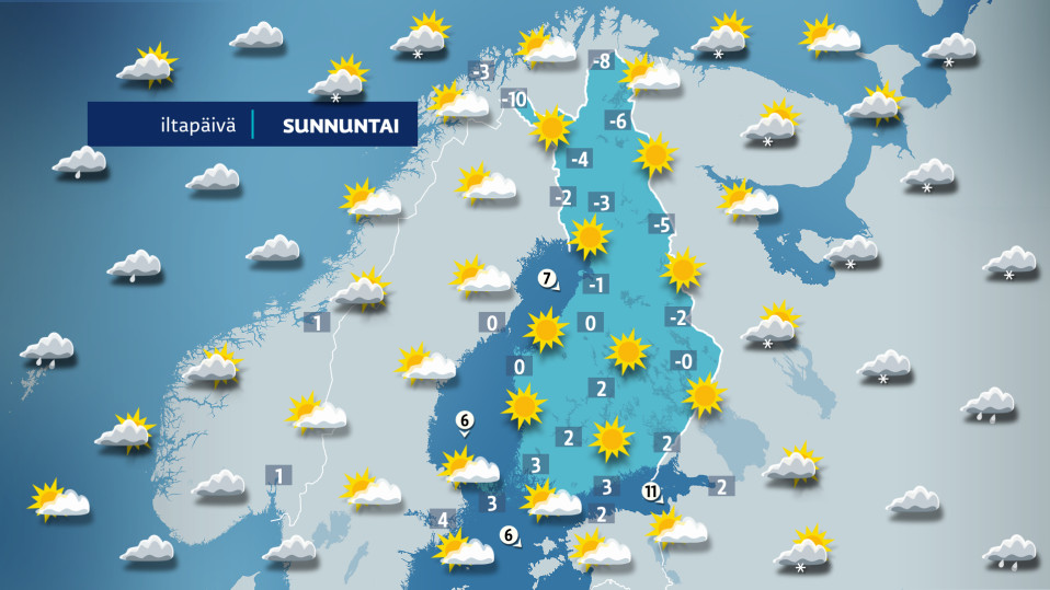 sunnuntain sääkartta