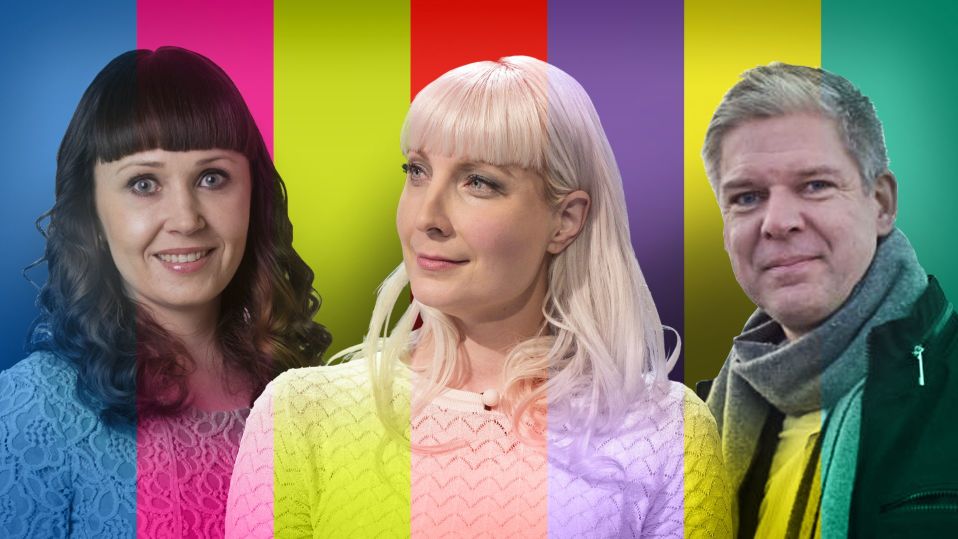 Satakuntalaiset kansanedustajaehdokkaat Kristiina Salonen (sd.), Laura Huhtasaari (ps.) ja Sampsa Kataja (kok.)