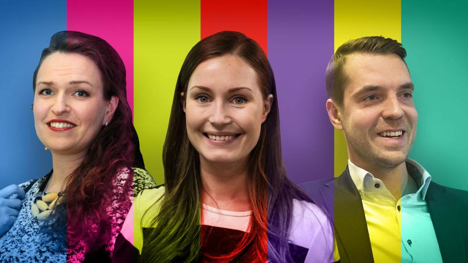 Kokoomuksen Anna-Kaisa Ikonen, SDP:n Sanna Marin ja keskustan Jouni Ovaska.