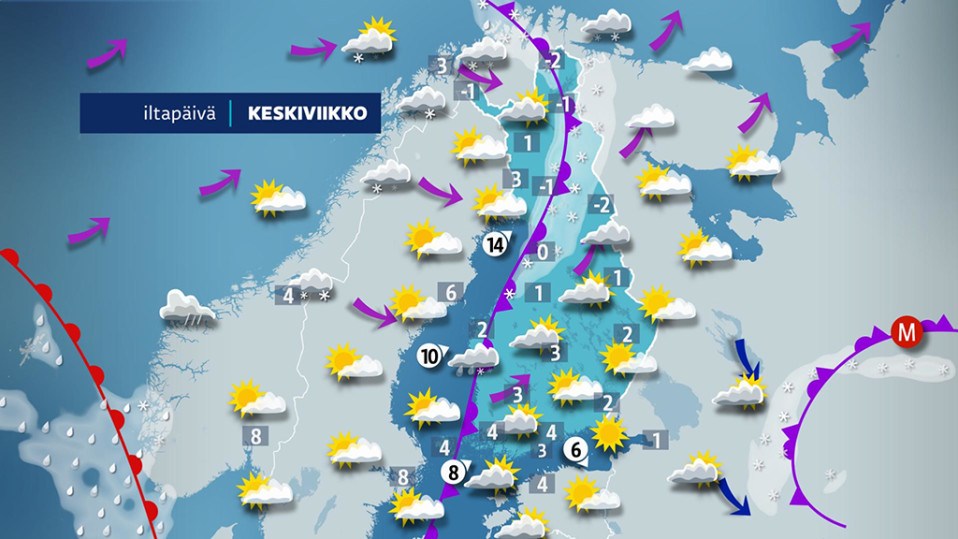 Keskiviikon sääennuste.