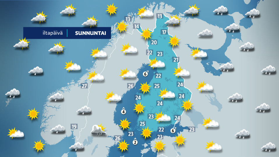 Sunnuntai-iltapäivän sää
