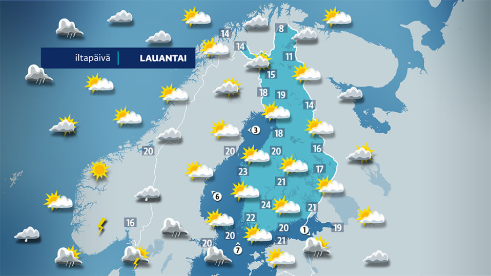 Lauantain sääennuste.