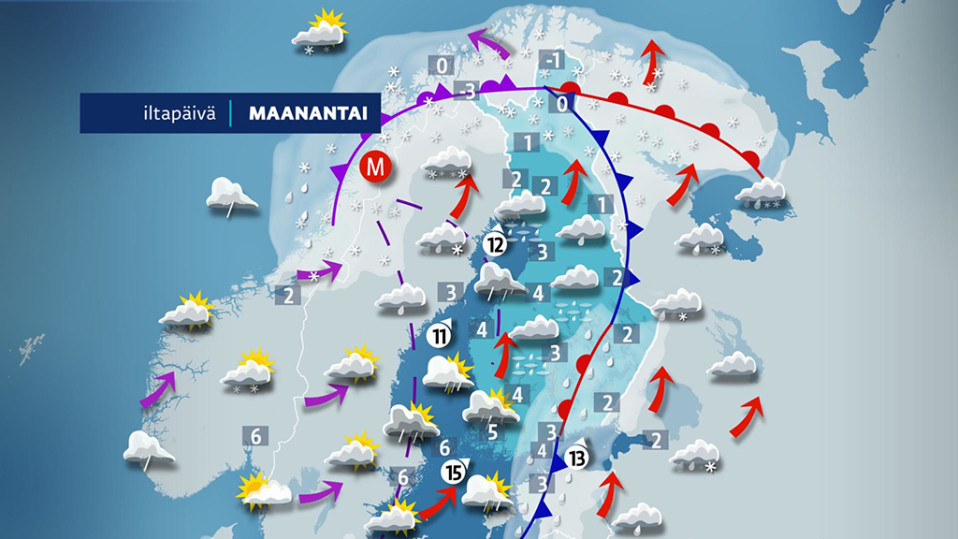 Maanantain sääennuste.