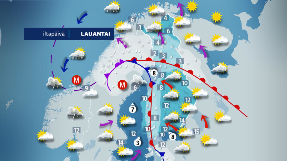 Lauantai iltapäiväkartta
