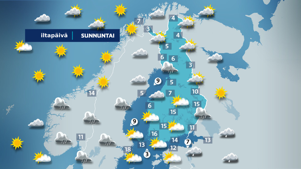 Sunnuntain iltapäiväkartta.