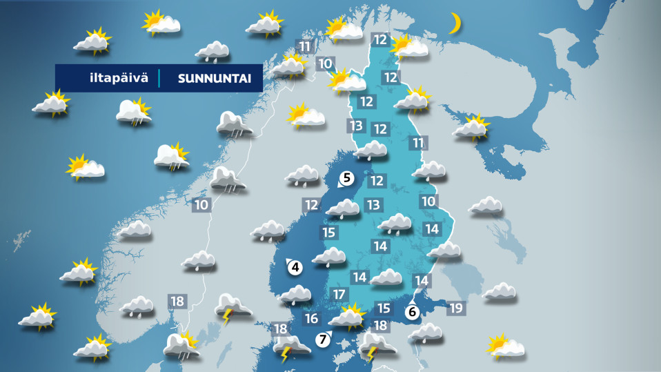 Sunnuntain iltapäiväkartta.