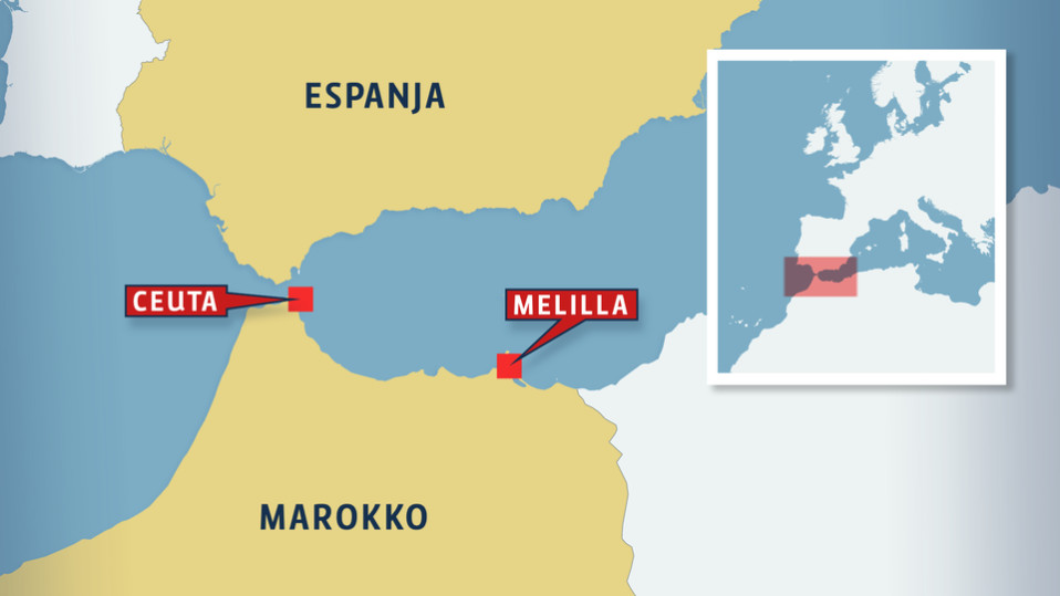 Kartassa Espanja ja Marokko
