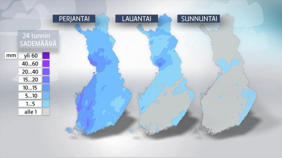 Viikonlopun sademäärät 18.11.2016