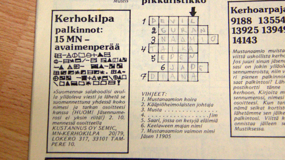 Kilpailu Mustanaamio-lehdessä