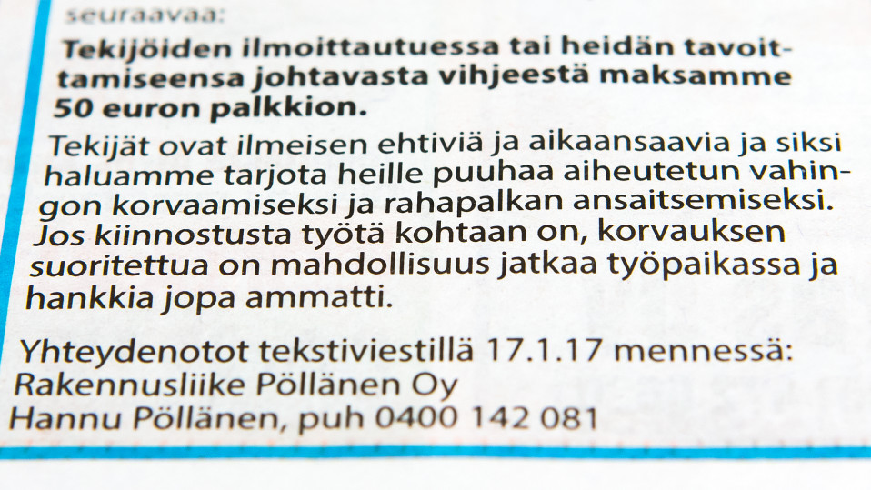 Rakennusliike tarjoaa työtä vahinkojen korvaamiseksi