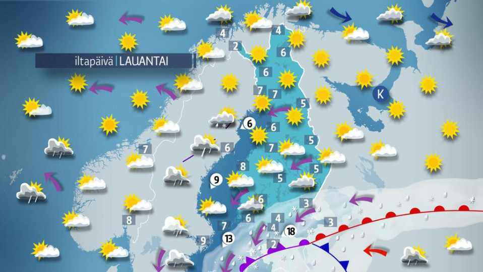 Lauantai-iltapäivän sää.