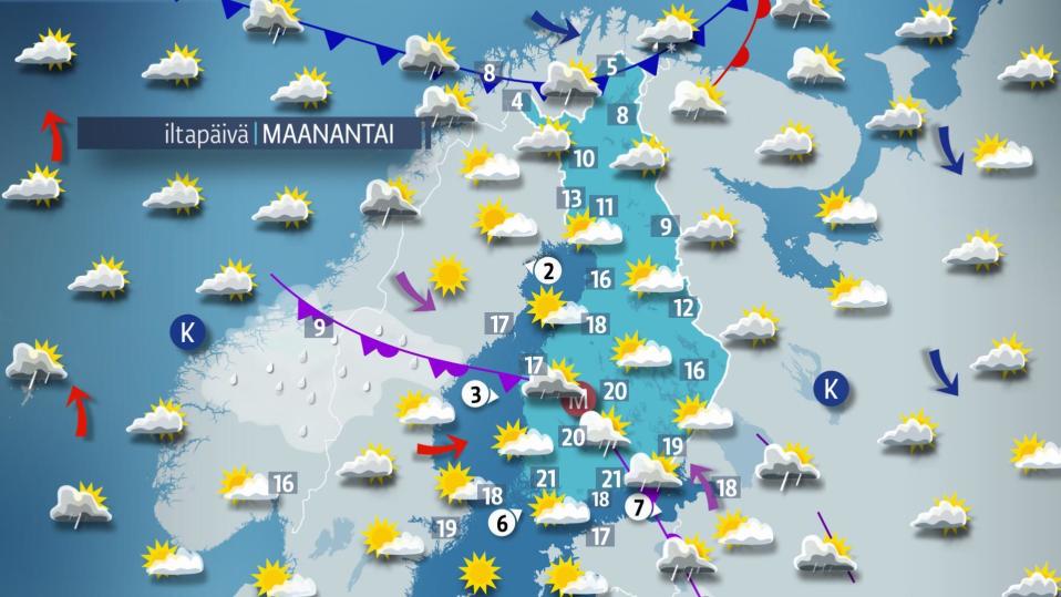 maanantain sääkartta