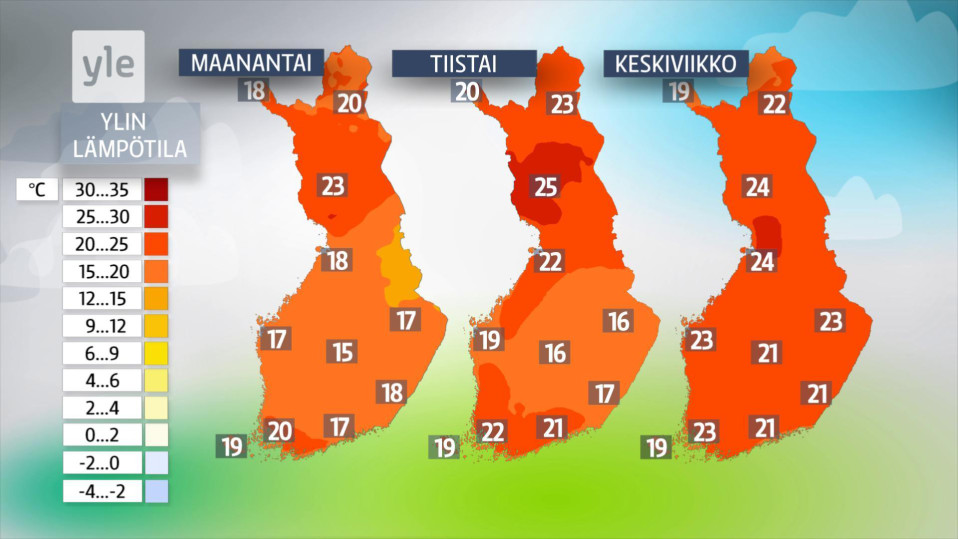 Ylin lämpötila -kartat.