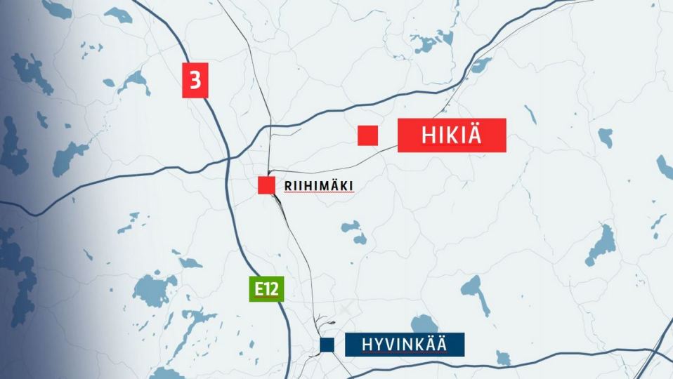 Karttakuva Hikiän seudusta