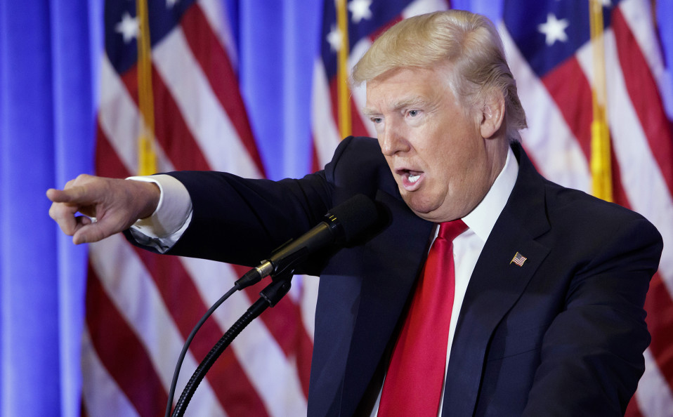 Donald Trump piti tiedotustilaisuuden Trump Towerissa 11. tammikuuta.