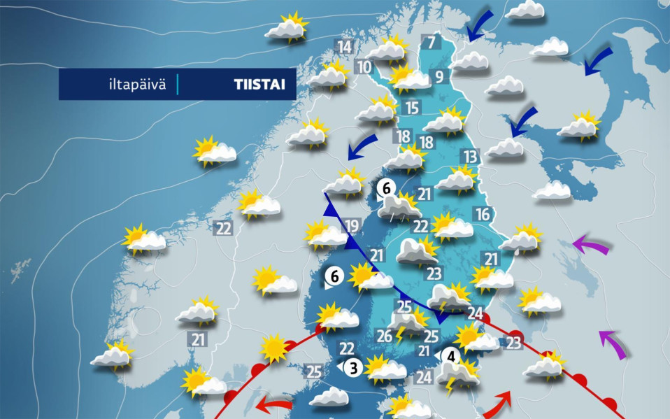 tiistain sääkartta