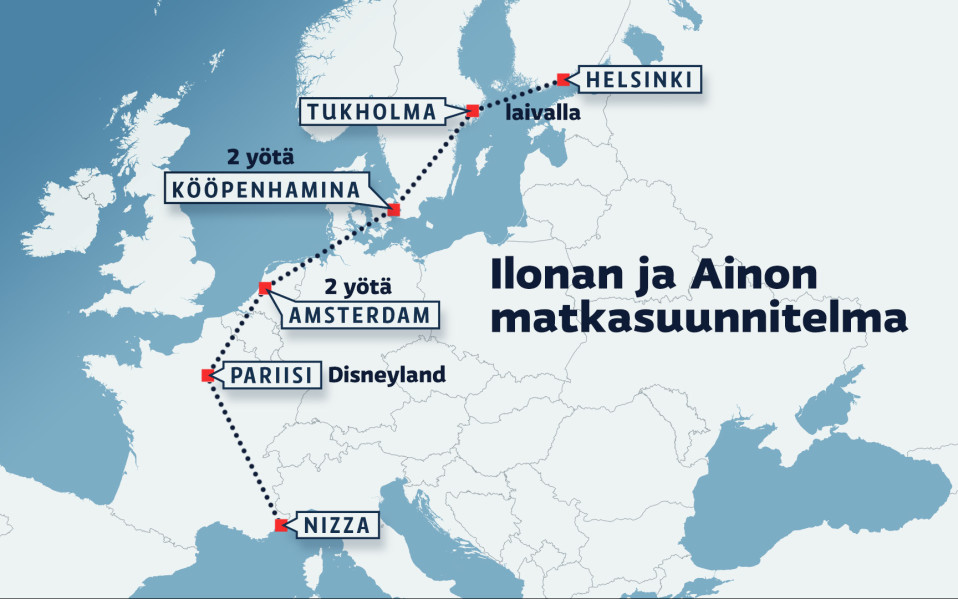 Interrail -suunnitelmakartta