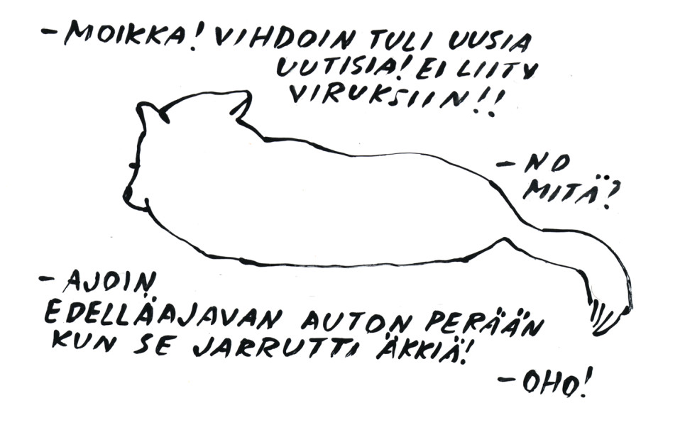 Zen-koira on päässyt Kati Rapian kuviin poikkeustilan keskusteluista kotona.