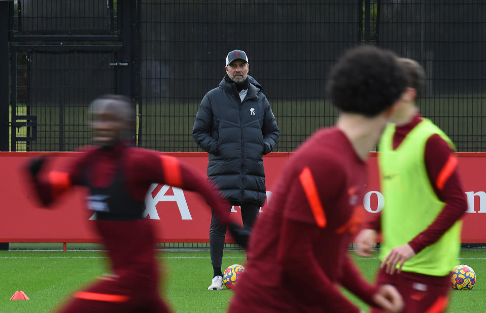 Jürgen Klopp Liverpoolin harjoituksissa.