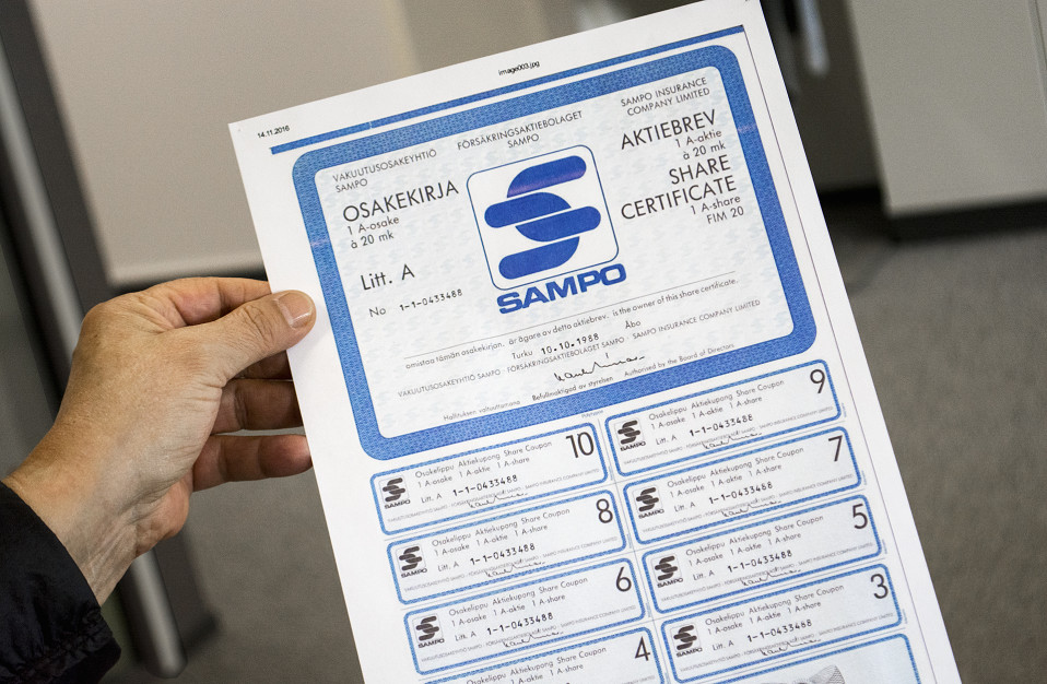 Sampo osakekirja.