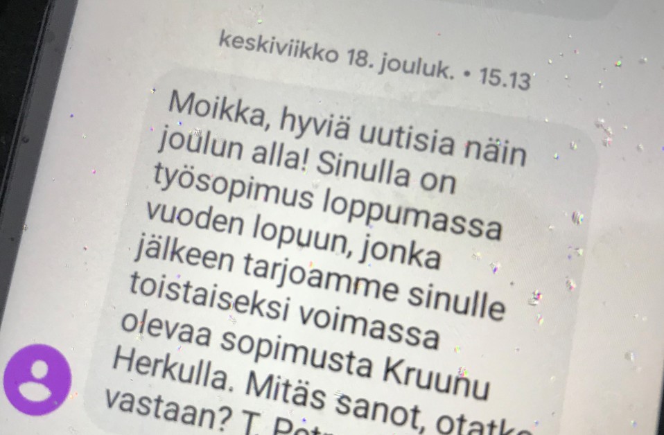 Esa Kääriäinen luopui lastenhoidon takia vakituisesta työstä, joka oli iltapainotteinen.