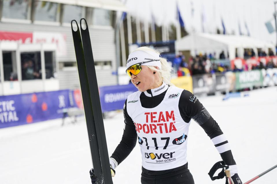 Enon Kisa-Poikien Mari Eder hiihti pronssille naisten viiden kilometrin vapaan hiihtotyylin kilpailussa SM-hiihdoissa Rovaniemellä 1. huhtikuuta 2022.