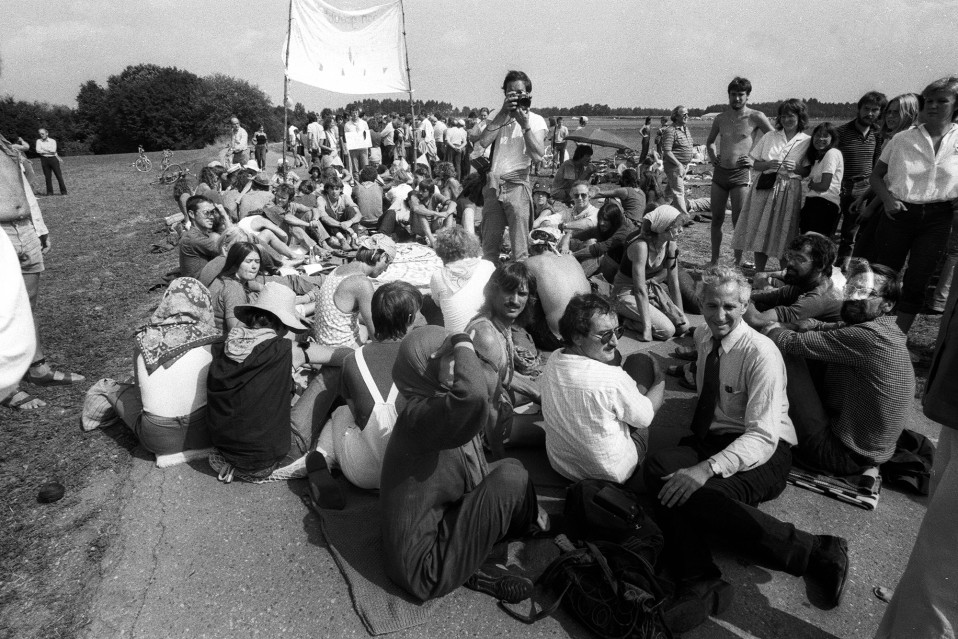 Daniel Ellsberg Pershing-mielenosoituksessa 1. syyskuuta 1983.
