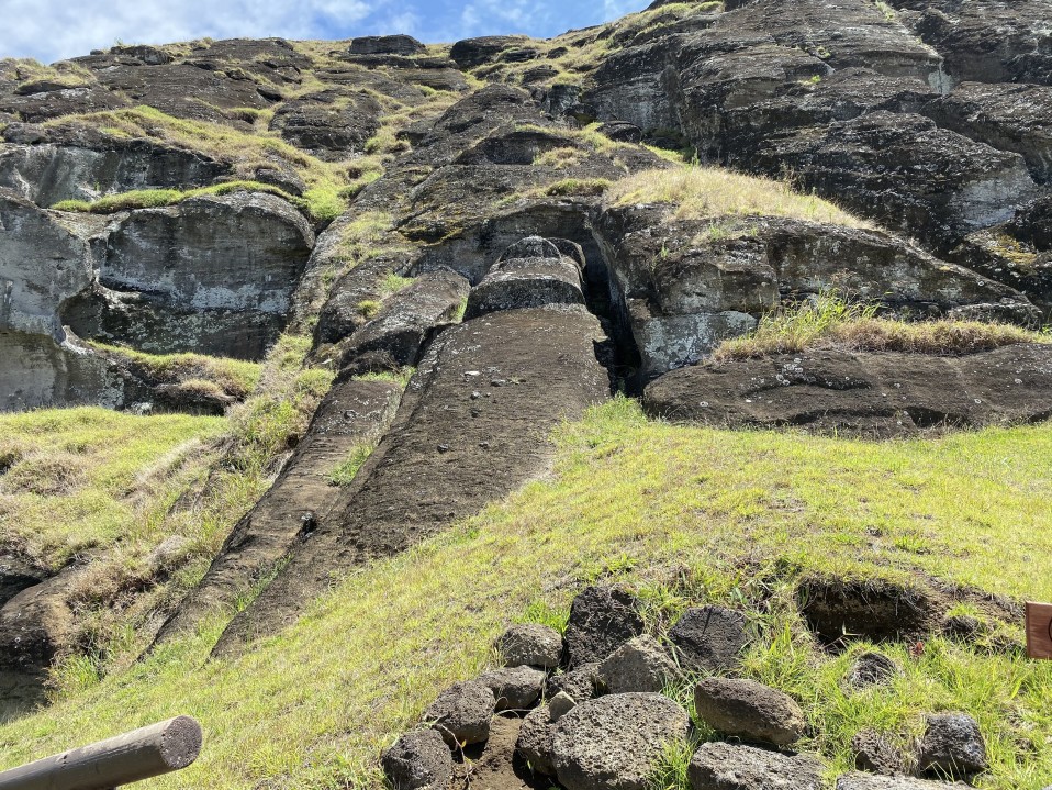 Maassa makaavia moai-patsaita.