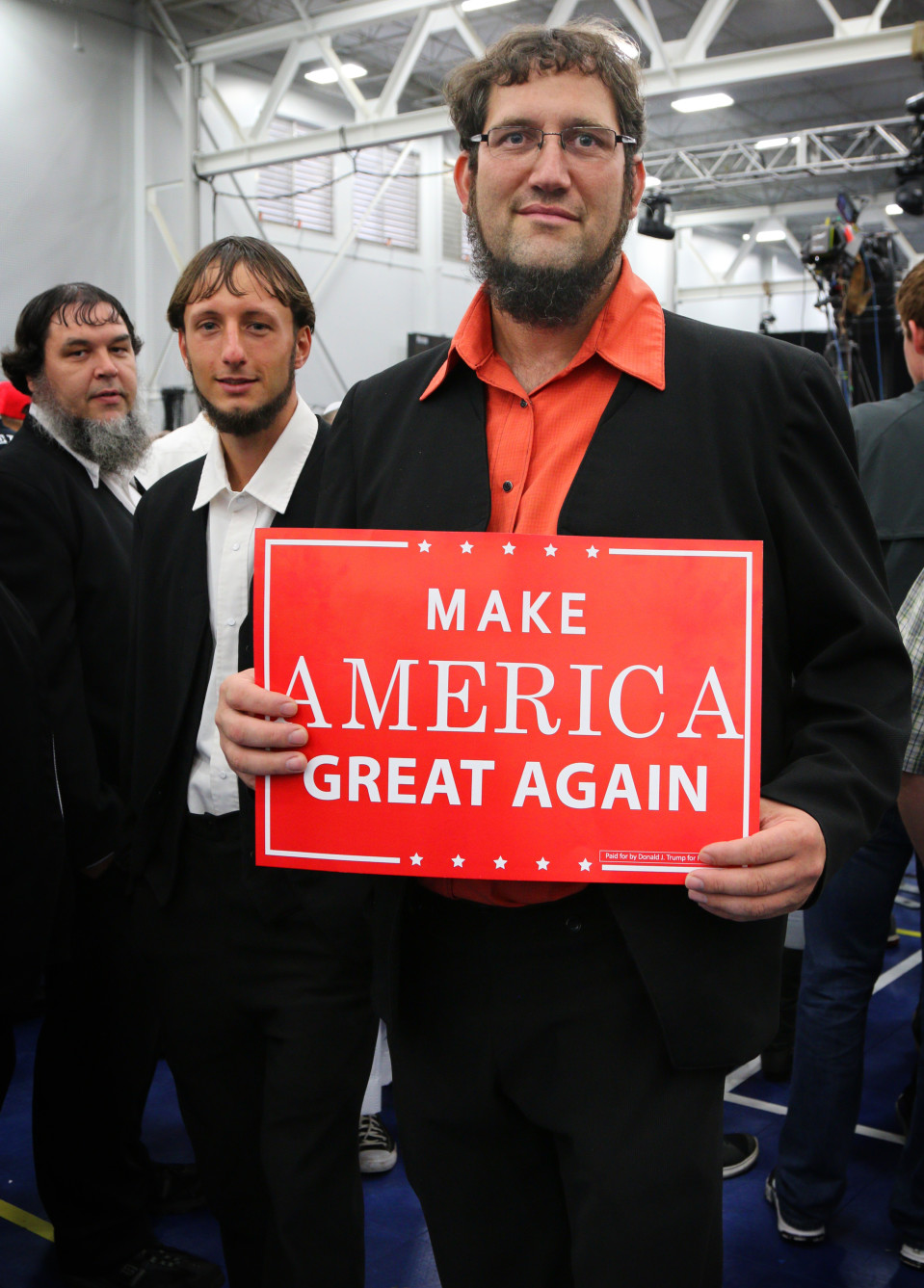 Amissi Steve Labb tukee Trumpia uskonnollisista syistä. Manheim, Pennsylvania.