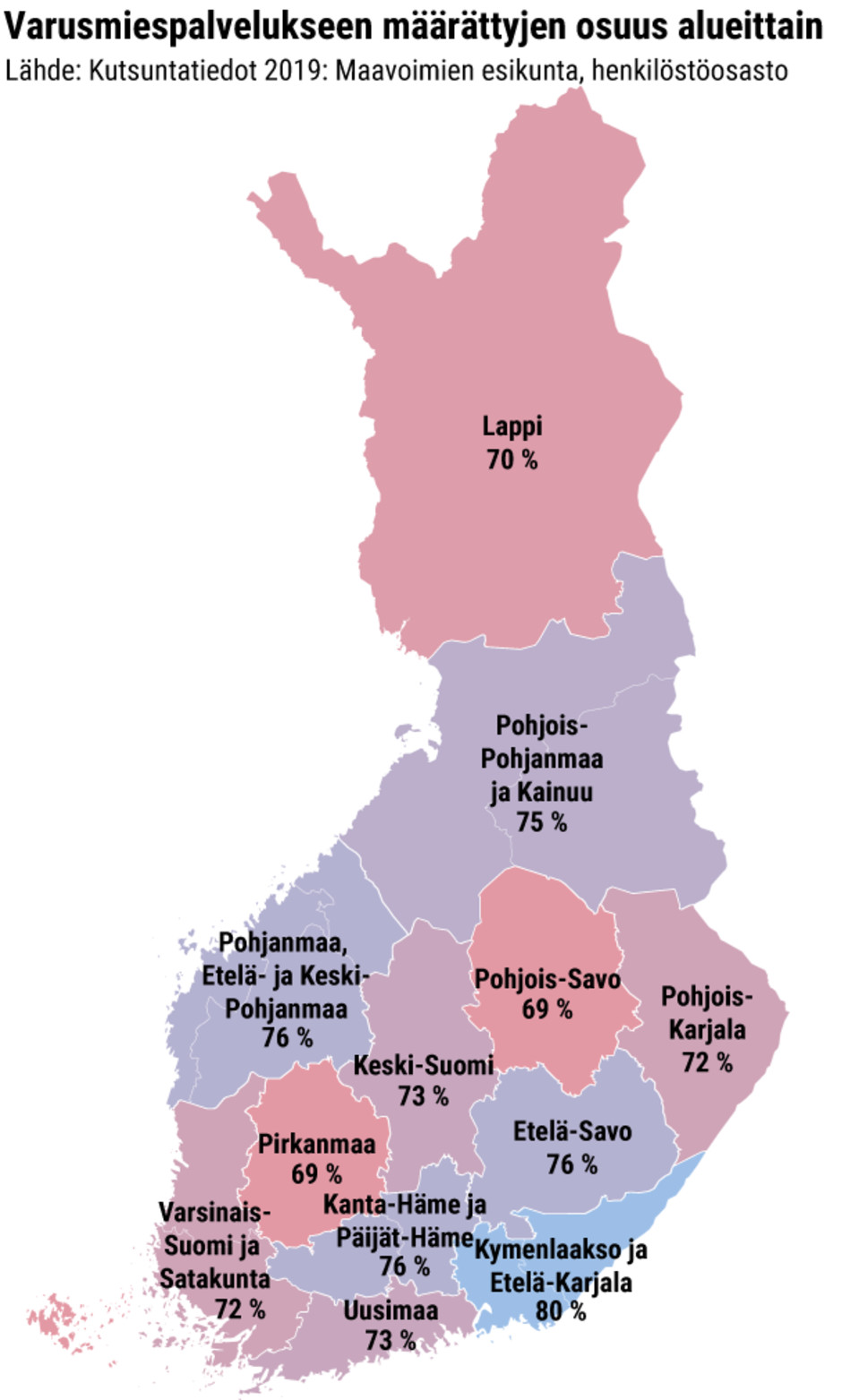 Kutsuntojen aluetoimistot Suomen kartalla