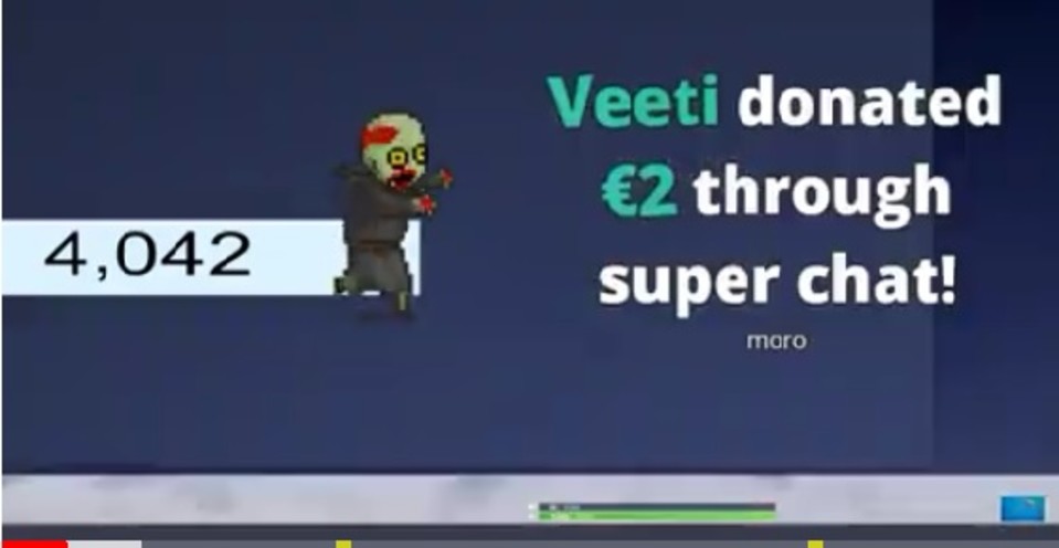 Kuva lahjoituksesta youtubessa
