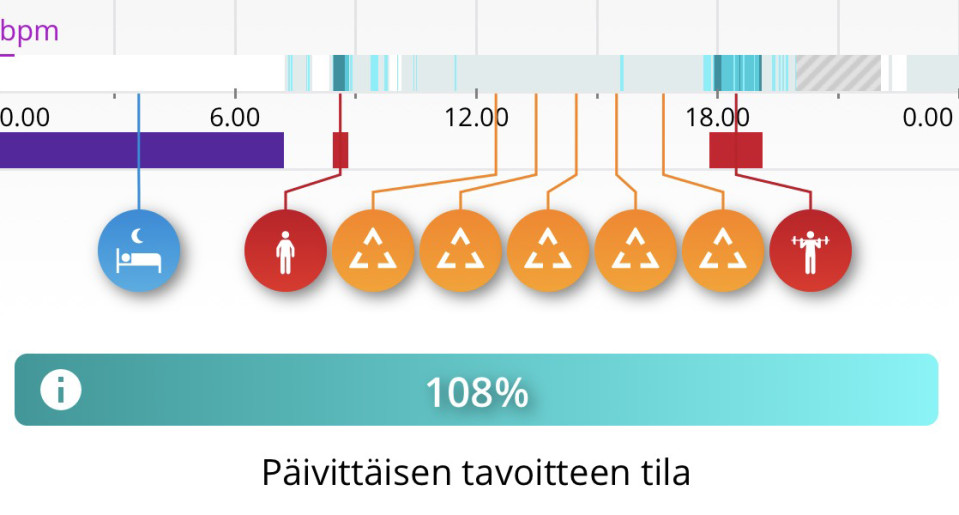 kuvakaappaus Flow-sovelluksen päivästä