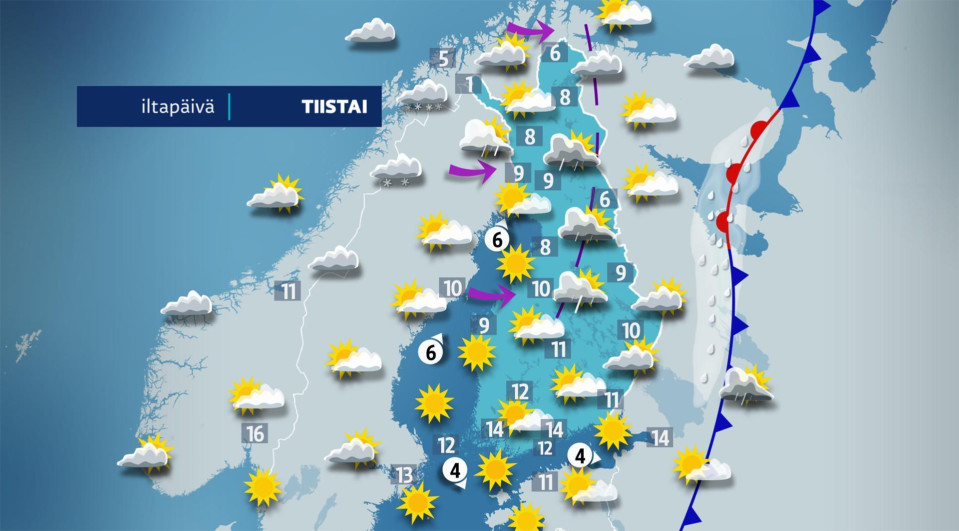 tiistain sääkartta