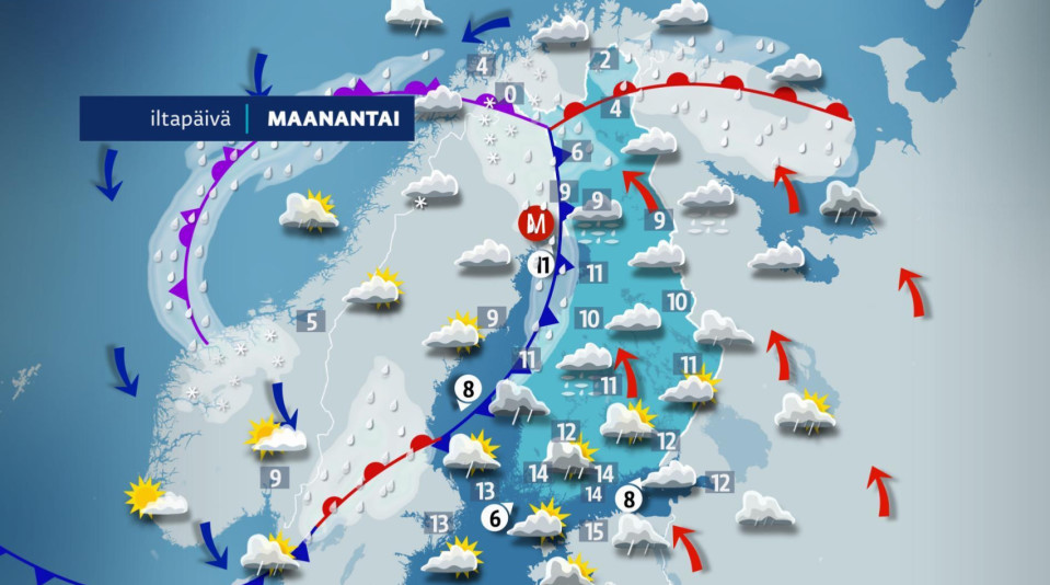 maanantain sääkartta