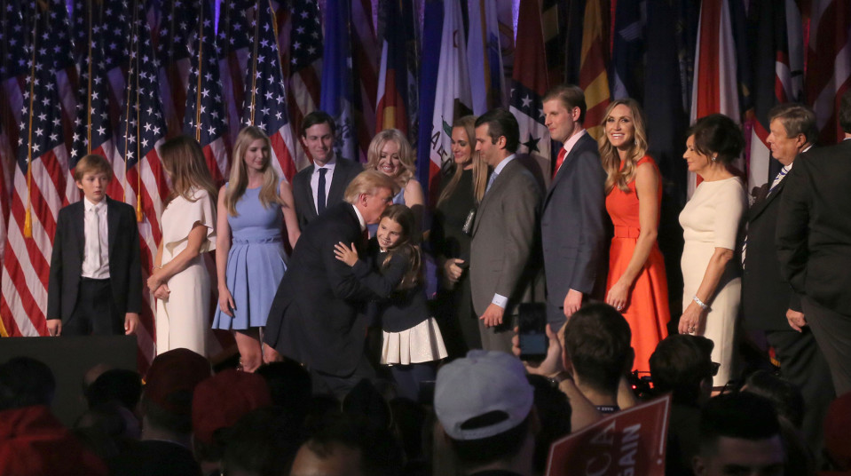 Trumpin perheestä povataan jopa Yhdysvaltain uutta hallitsijasukua. Trumpin perhe esiintyi New Yorkissa vaalivoiton varmistuttua.
