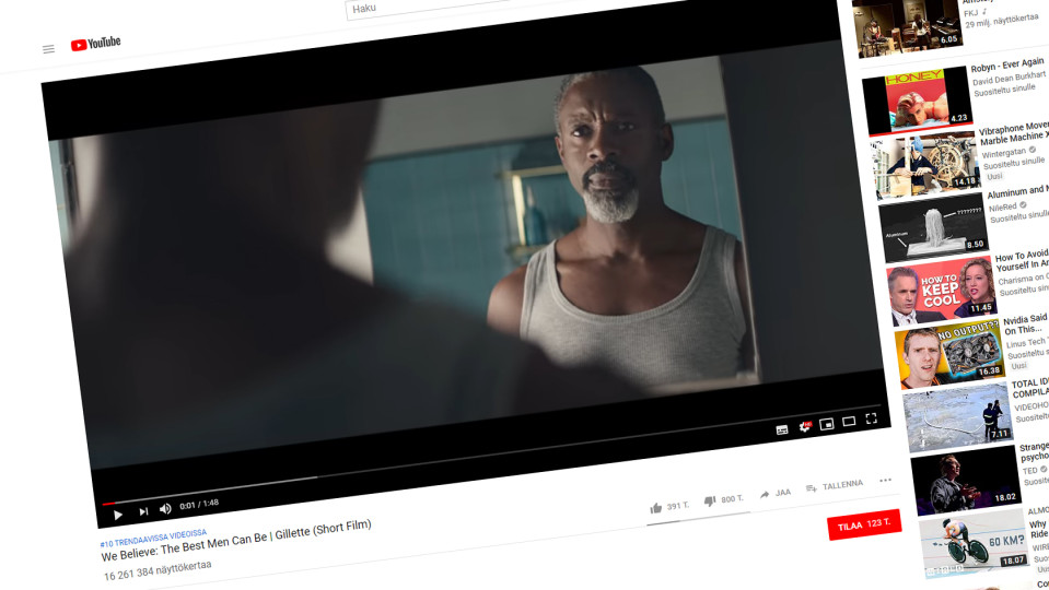 Gilletten YouTube-mainos