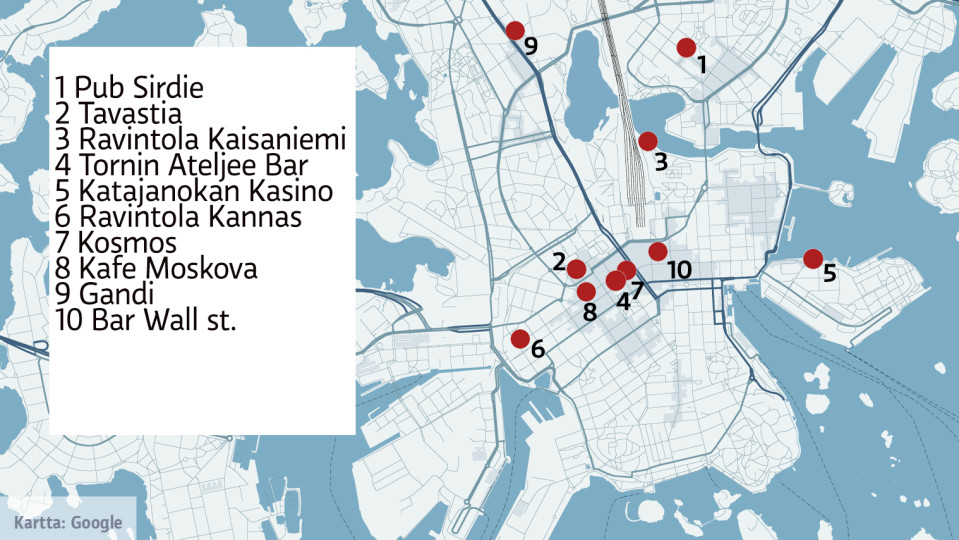 Nämä edelleen olemassa olevat ravintolat ovat olleet Aki Kaurismäen kuvauspaikkoja.